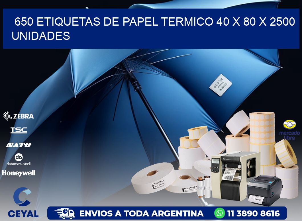 650 ETIQUETAS DE PAPEL TERMICO 40 x 80 X 2500 UNIDADES