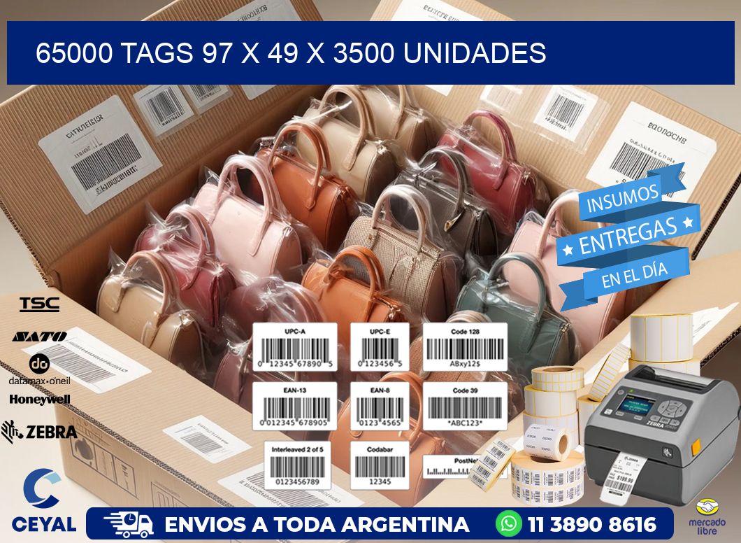 65000 TAGS 97 x 49 X 3500 UNIDADES