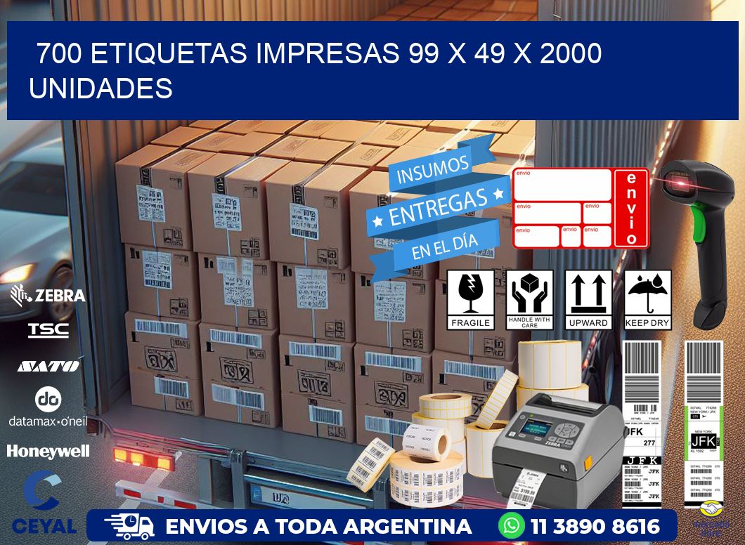 700 ETIQUETAS IMPRESAS 99 x 49 X 2000 UNIDADES