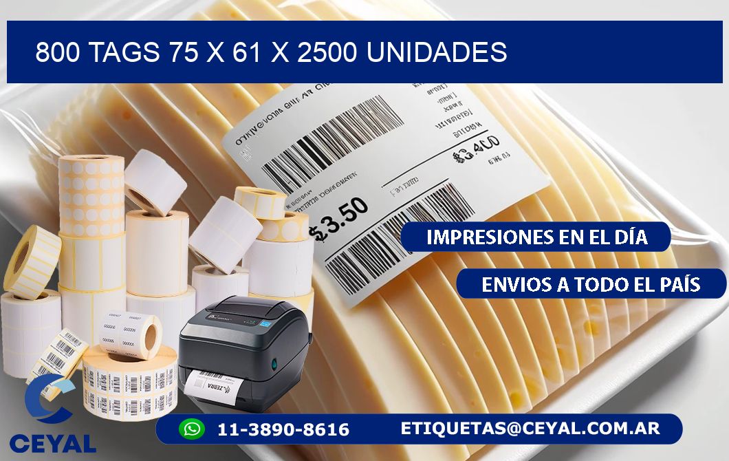 800 TAGS 75 x 61 X 2500 UNIDADES