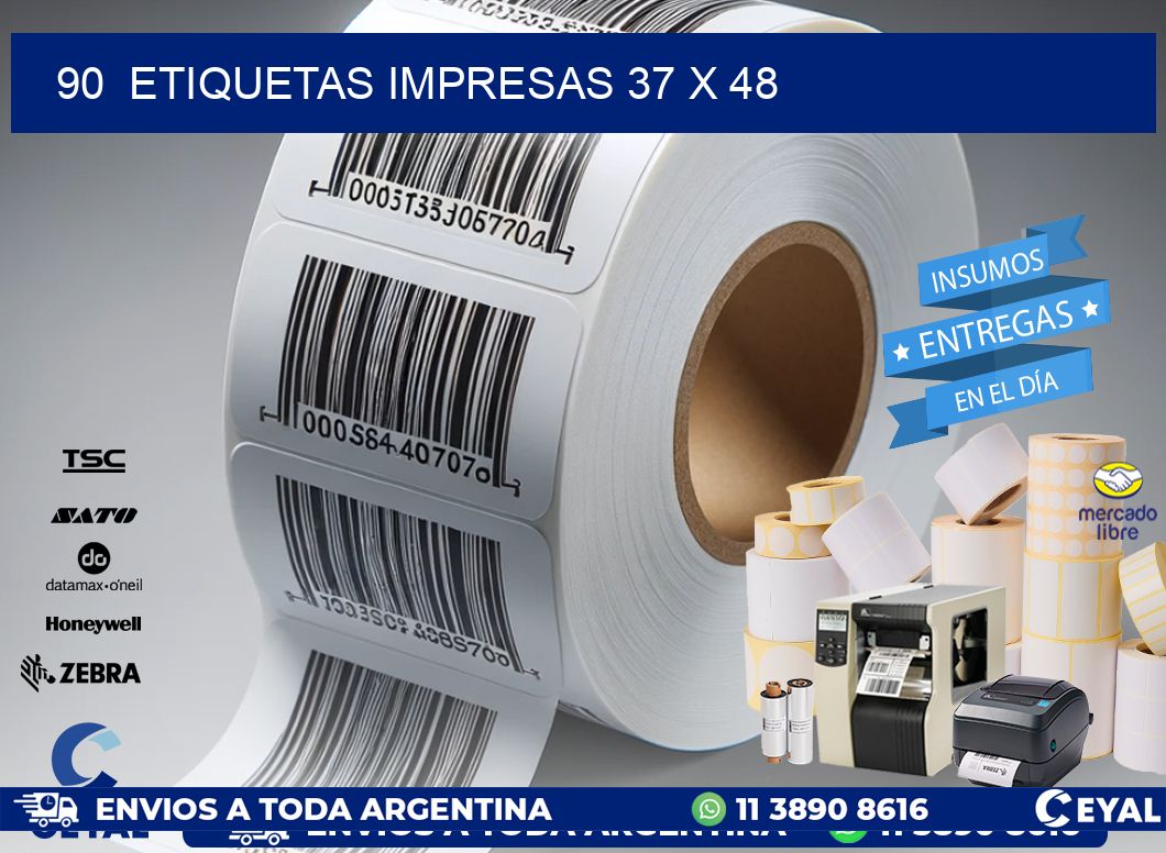 90  ETIQUETAS IMPRESAS 37 x 48