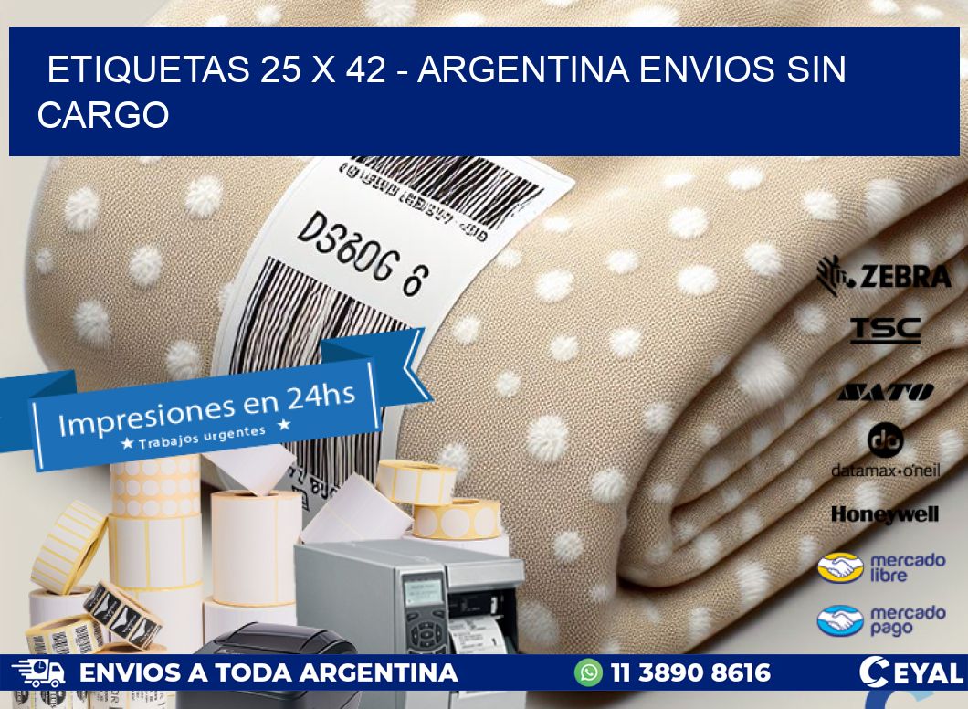 ETIQUETAS 25 x 42 - ARGENTINA ENVIOS SIN CARGO