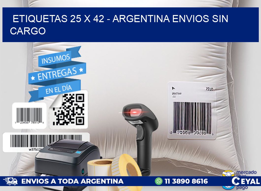 ETIQUETAS 25 x 42 - ARGENTINA ENVIOS SIN CARGO