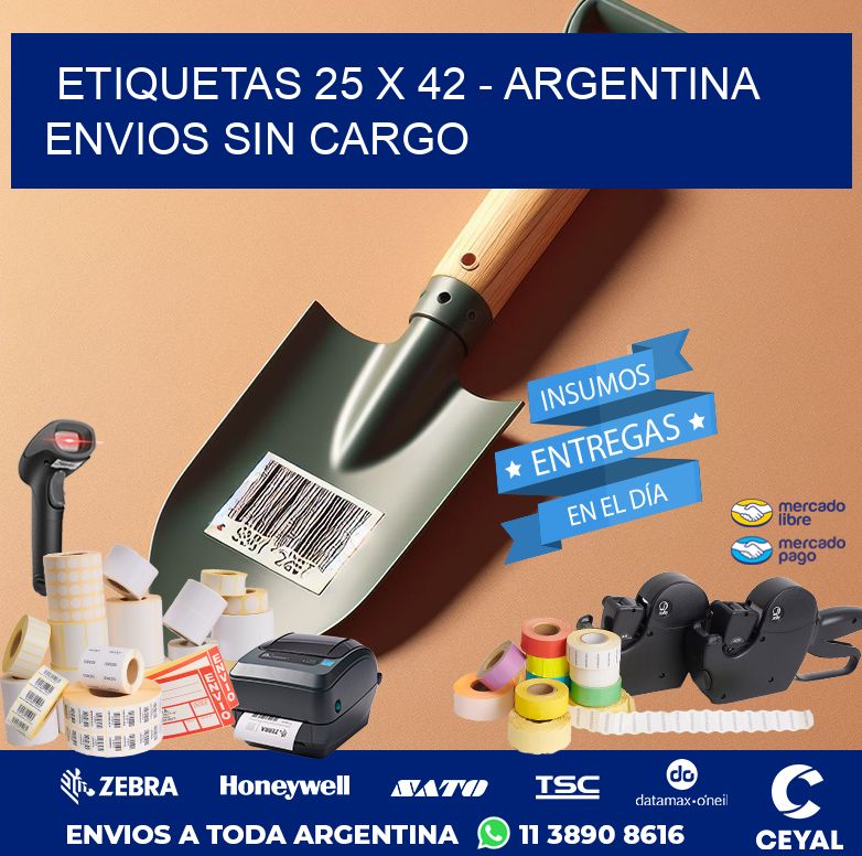 ETIQUETAS 25 x 42 - ARGENTINA ENVIOS SIN CARGO