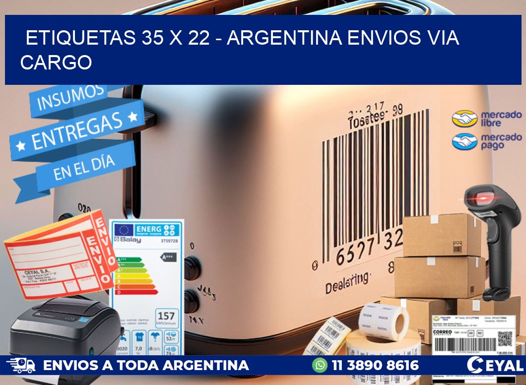 ETIQUETAS 35 x 22 - ARGENTINA ENVIOS VIA CARGO