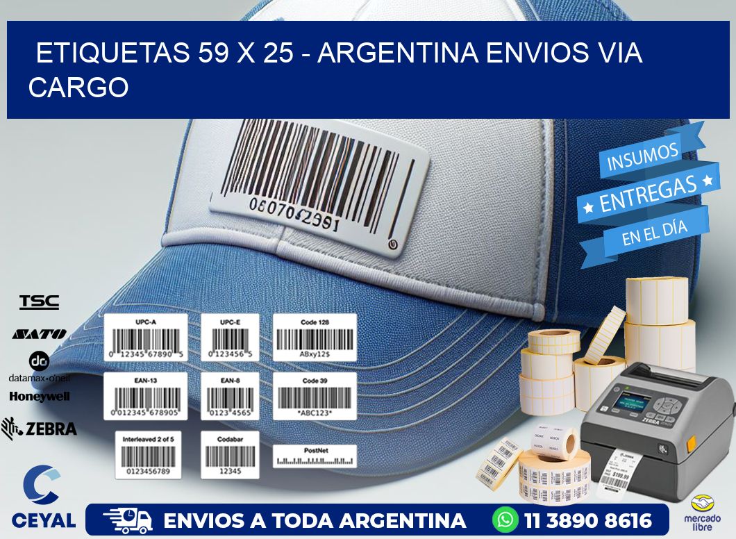 ETIQUETAS 59 x 25 - ARGENTINA ENVIOS VIA CARGO