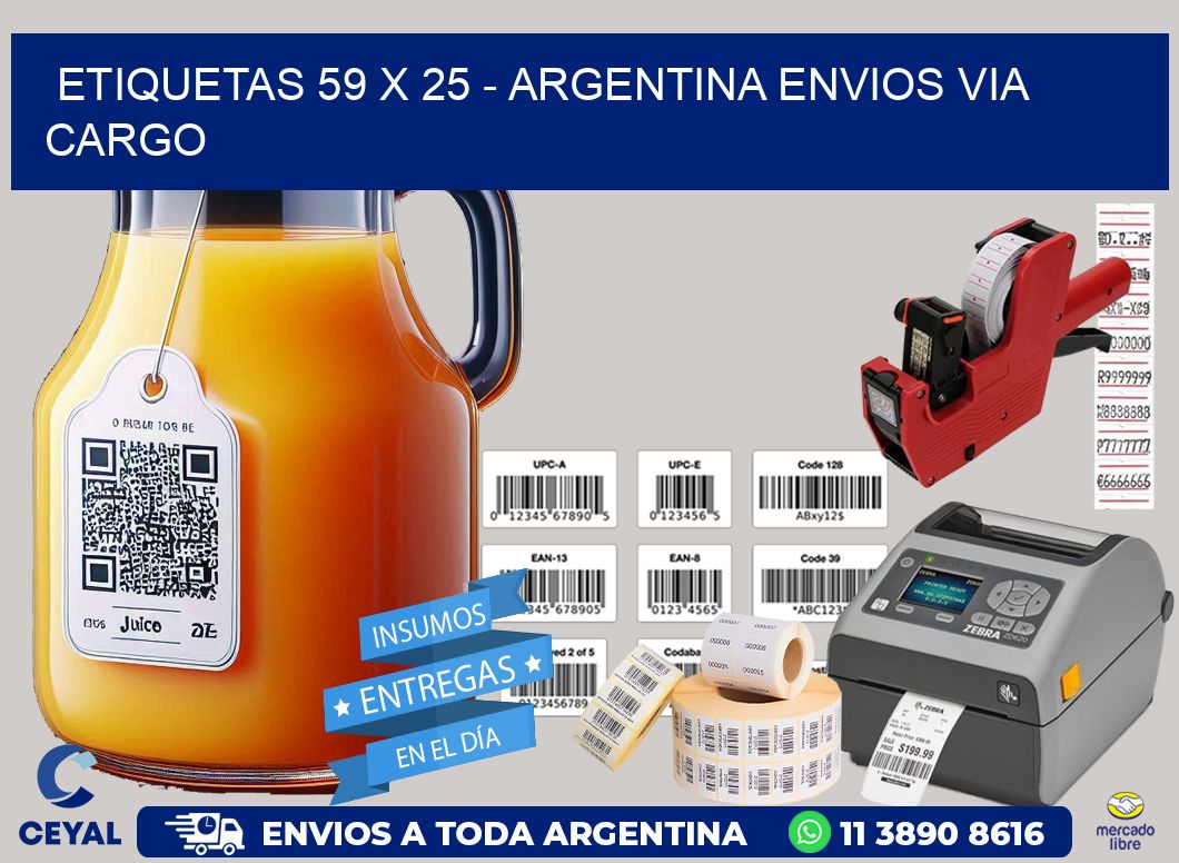 ETIQUETAS 59 x 25 – ARGENTINA ENVIOS VIA CARGO