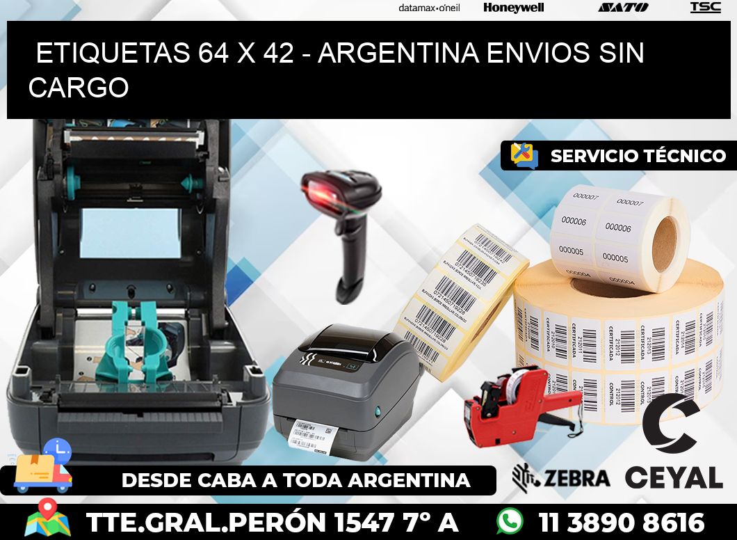 ETIQUETAS 64 x 42 - ARGENTINA ENVIOS SIN CARGO