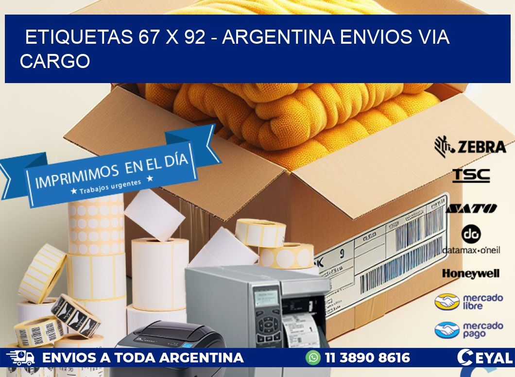 ETIQUETAS 67 x 92 - ARGENTINA ENVIOS VIA CARGO