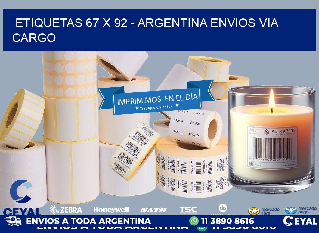 ETIQUETAS 67 x 92 - ARGENTINA ENVIOS VIA CARGO