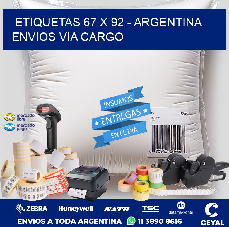 ETIQUETAS 67 x 92 - ARGENTINA ENVIOS VIA CARGO