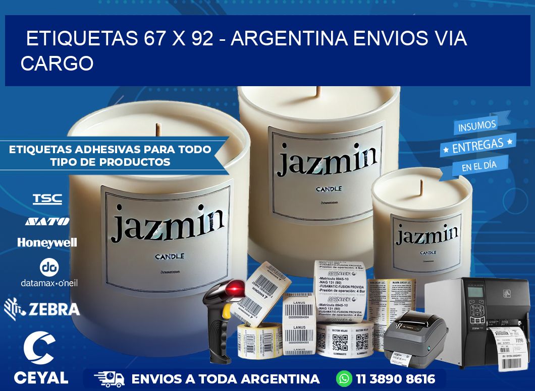 ETIQUETAS 67 x 92 – ARGENTINA ENVIOS VIA CARGO