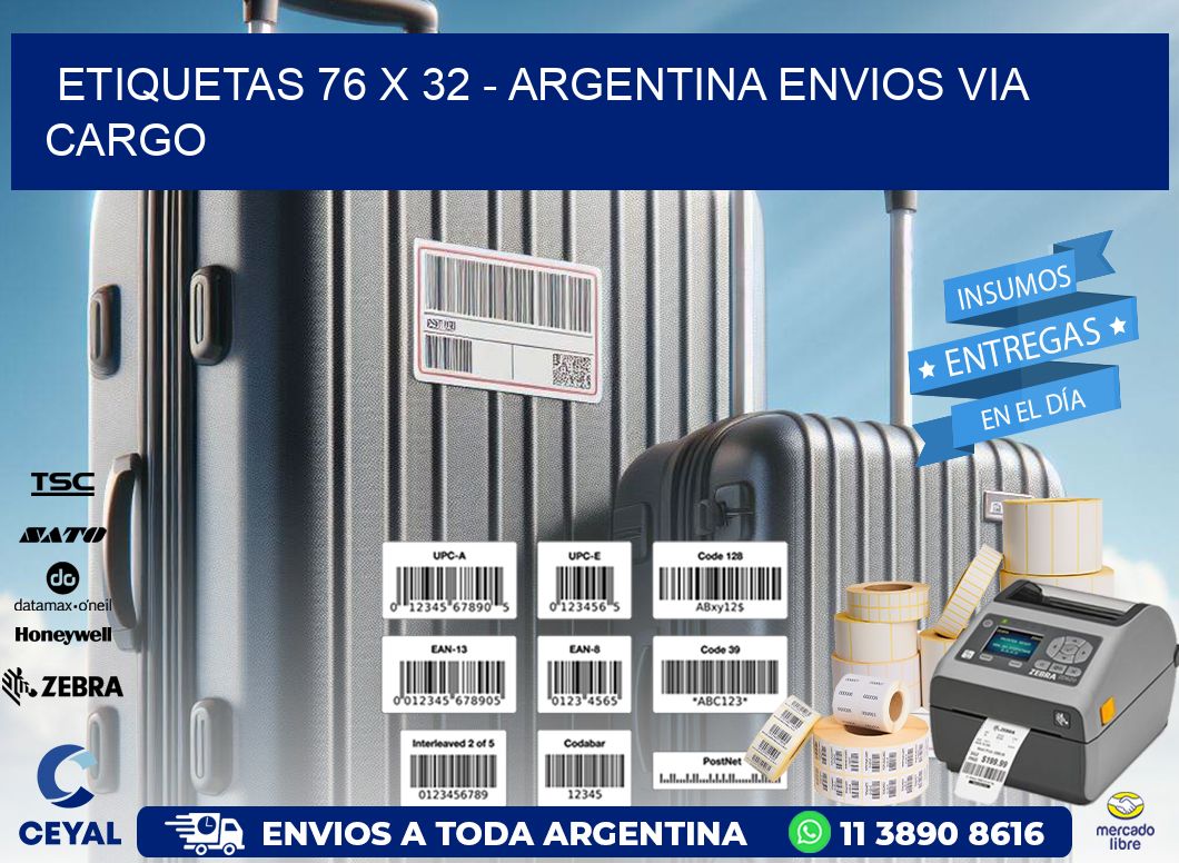 ETIQUETAS 76 x 32 - ARGENTINA ENVIOS VIA CARGO