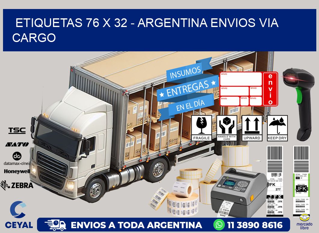 ETIQUETAS 76 x 32 - ARGENTINA ENVIOS VIA CARGO