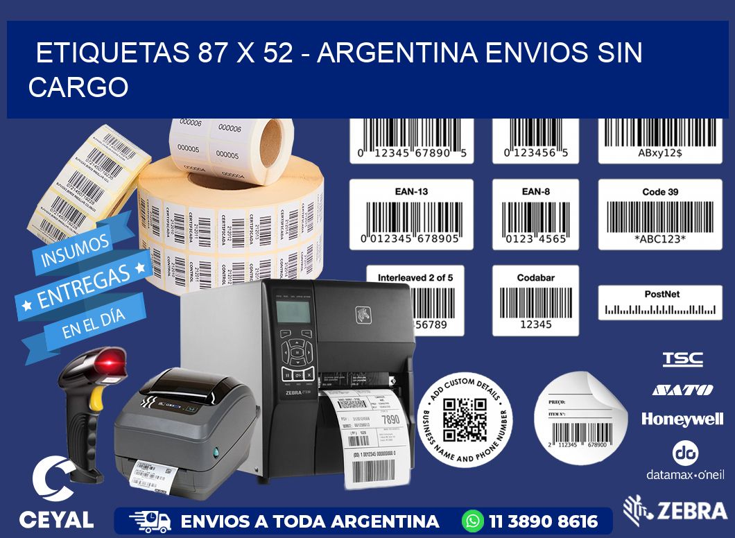 ETIQUETAS 87 x 52 - ARGENTINA ENVIOS SIN CARGO