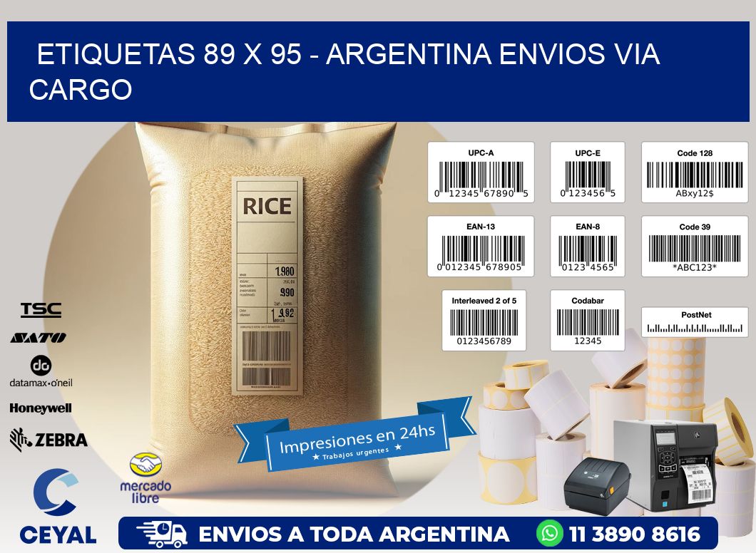 ETIQUETAS 89 x 95 - ARGENTINA ENVIOS VIA CARGO