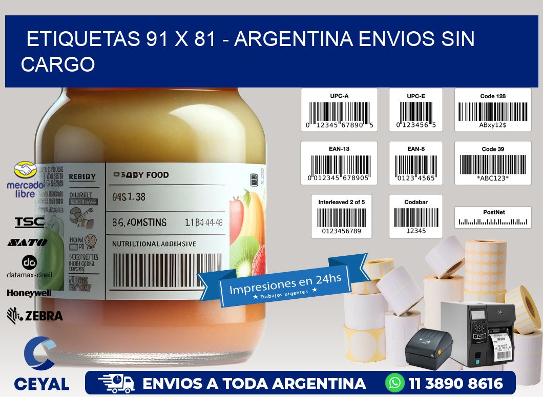 ETIQUETAS 91 x 81 - ARGENTINA ENVIOS SIN CARGO