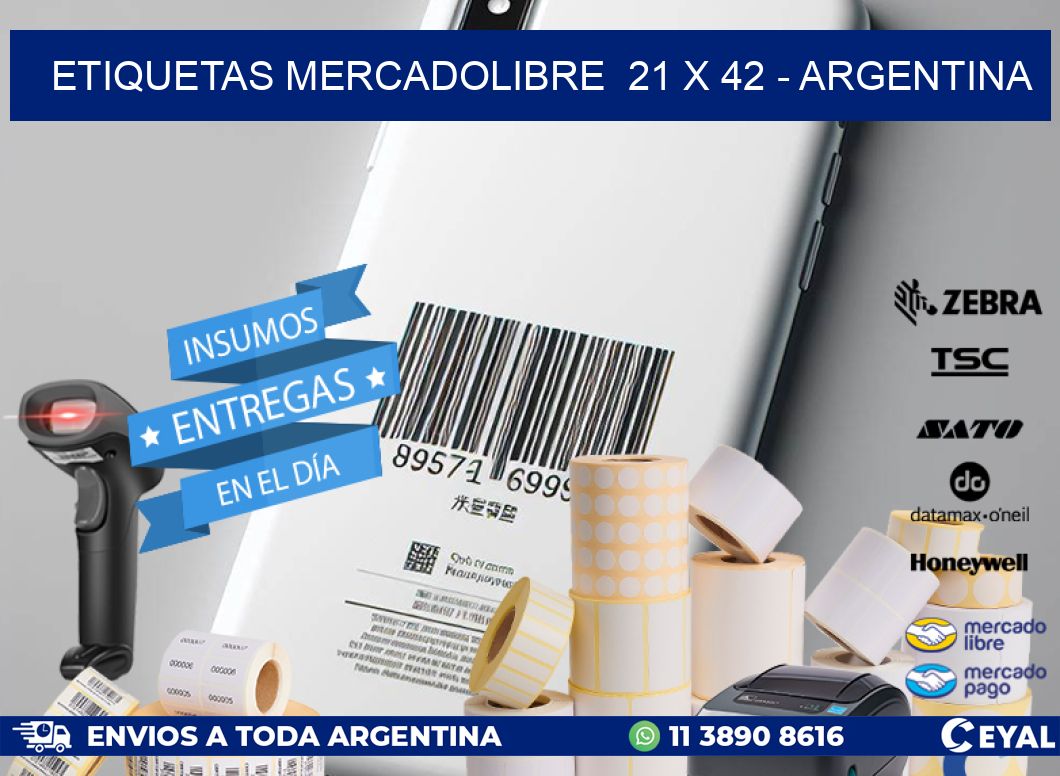 ETIQUETAS MERCADOLIBRE  21 x 42 - ARGENTINA