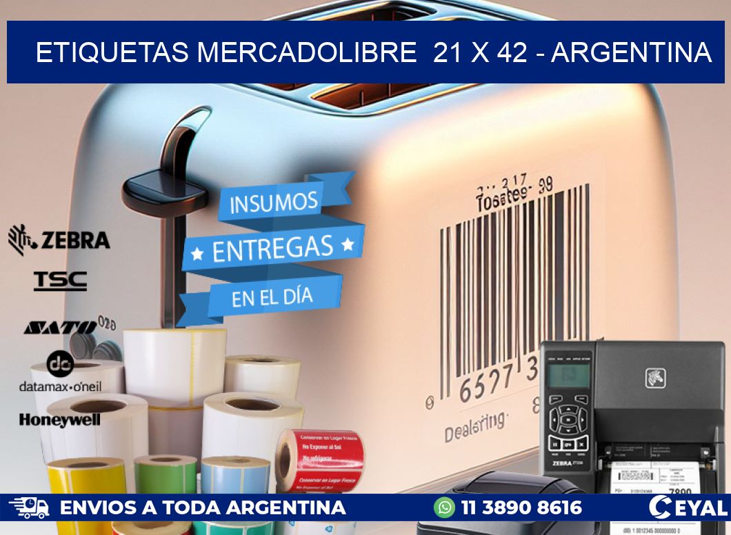 ETIQUETAS MERCADOLIBRE  21 x 42 - ARGENTINA