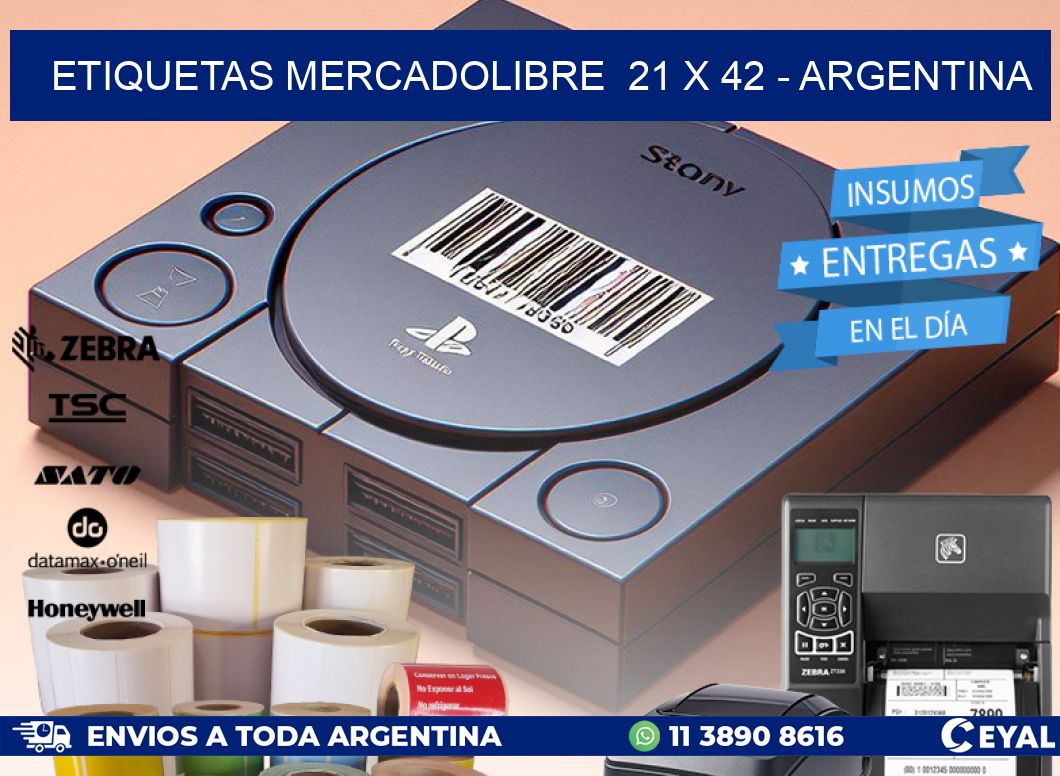 ETIQUETAS MERCADOLIBRE  21 x 42 - ARGENTINA