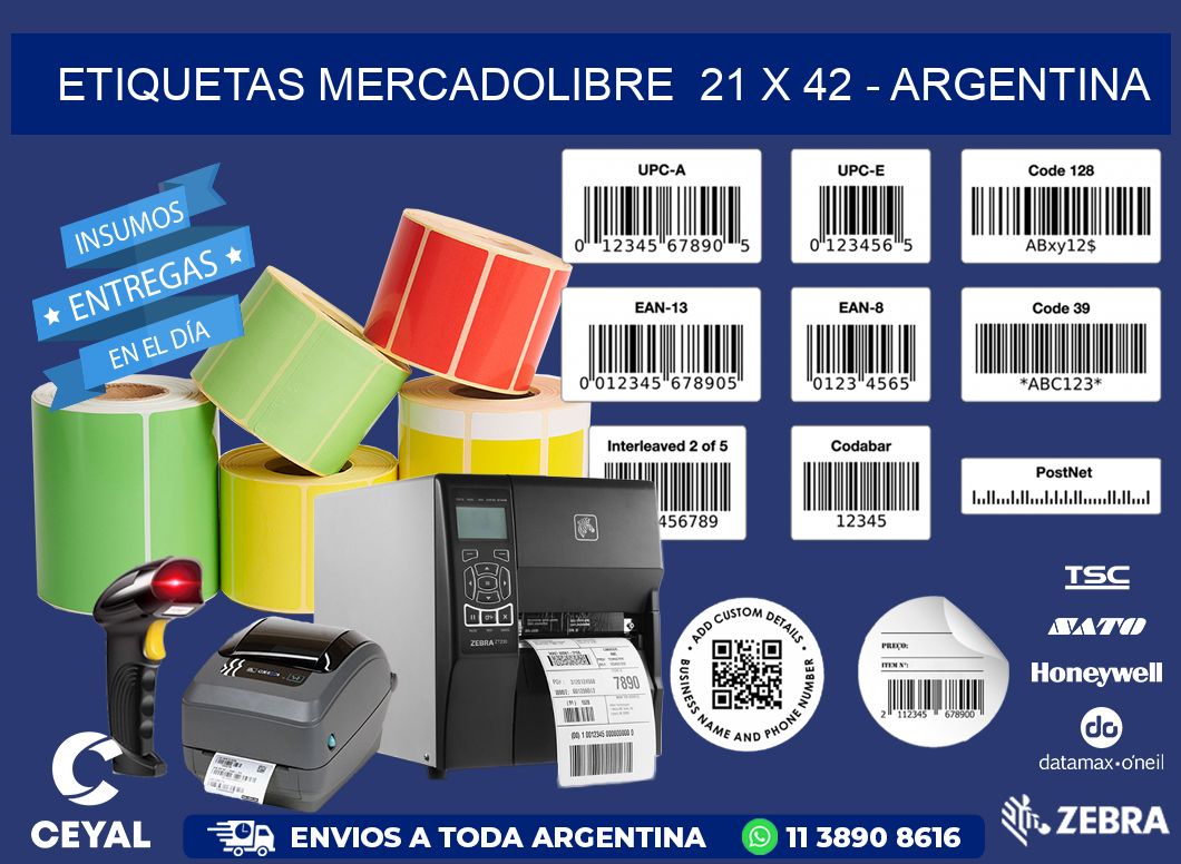 ETIQUETAS MERCADOLIBRE  21 x 42 - ARGENTINA