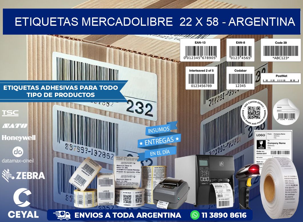 ETIQUETAS MERCADOLIBRE  22 x 58 - ARGENTINA