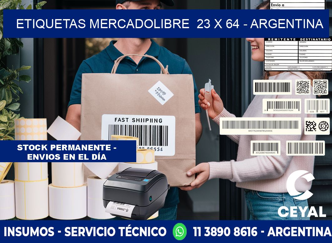 ETIQUETAS MERCADOLIBRE  23 x 64 - ARGENTINA