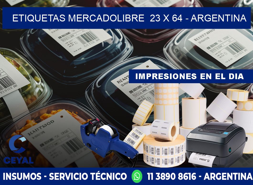 ETIQUETAS MERCADOLIBRE  23 x 64 - ARGENTINA