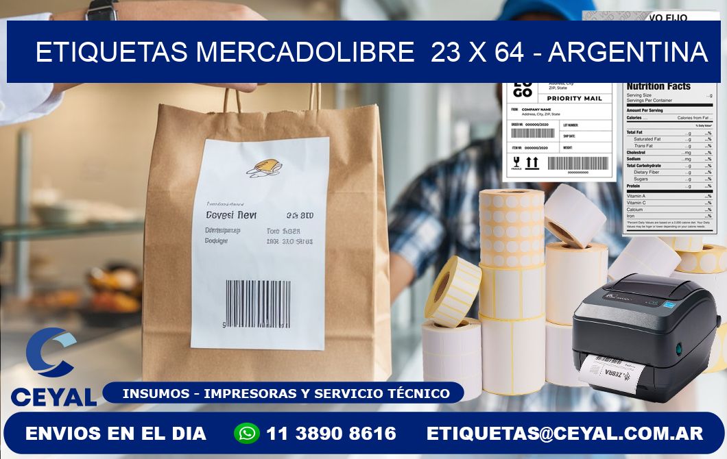 ETIQUETAS MERCADOLIBRE  23 x 64 - ARGENTINA