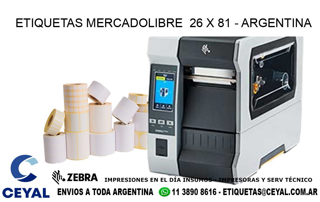 ETIQUETAS MERCADOLIBRE  26 x 81 - ARGENTINA