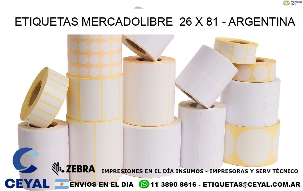 ETIQUETAS MERCADOLIBRE  26 x 81 – ARGENTINA