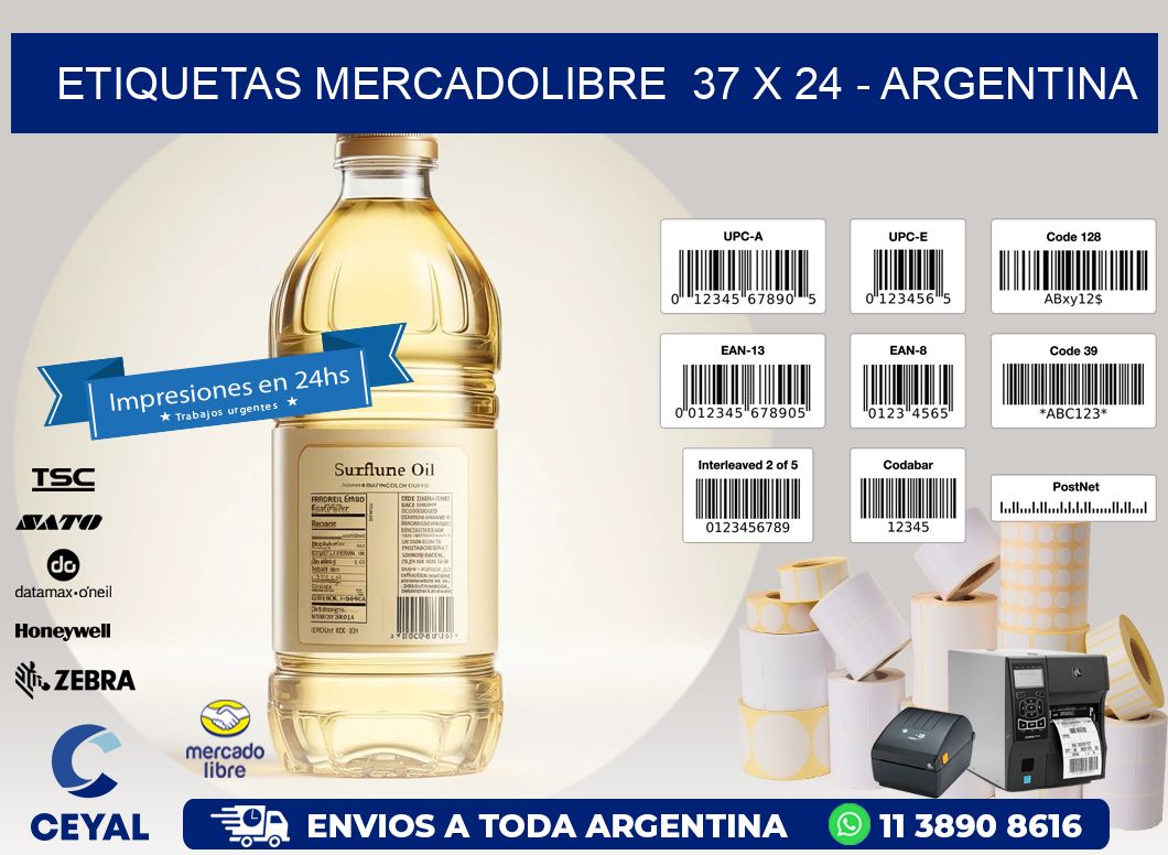 ETIQUETAS MERCADOLIBRE  37 x 24 - ARGENTINA