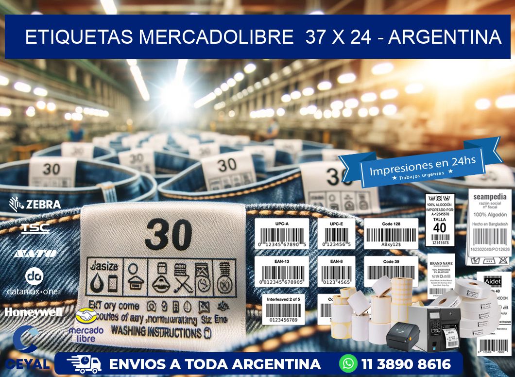 ETIQUETAS MERCADOLIBRE  37 x 24 - ARGENTINA