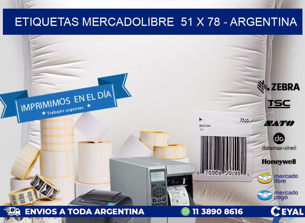 ETIQUETAS MERCADOLIBRE  51 x 78 - ARGENTINA