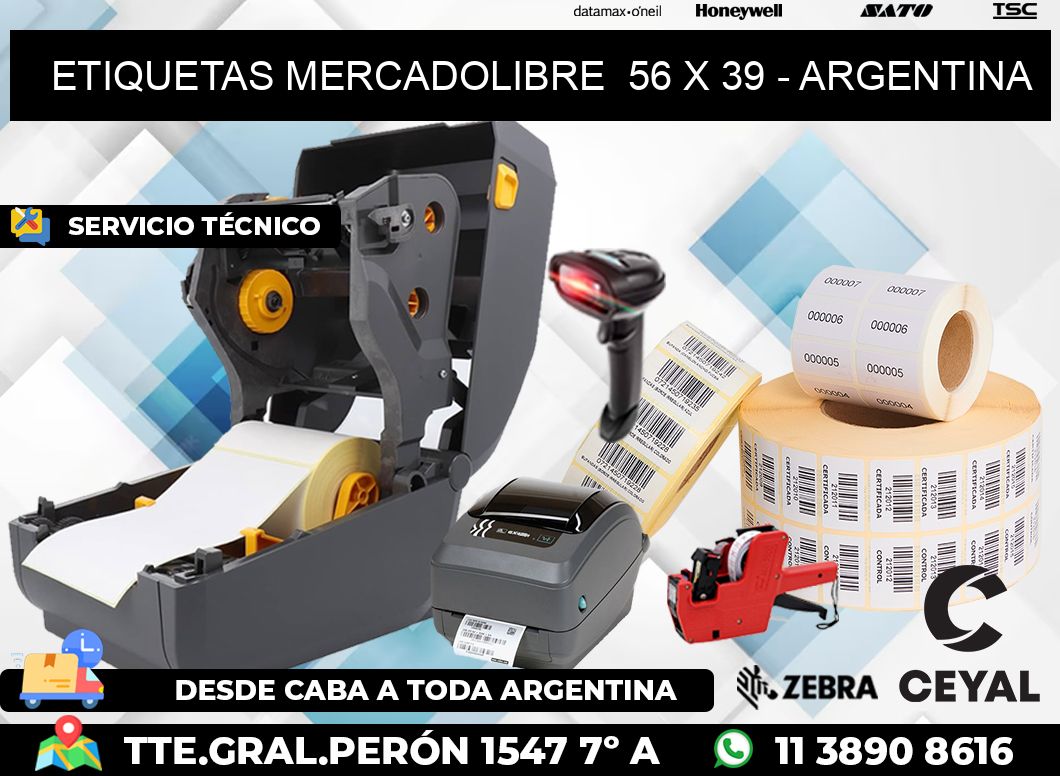 ETIQUETAS MERCADOLIBRE  56 x 39 - ARGENTINA