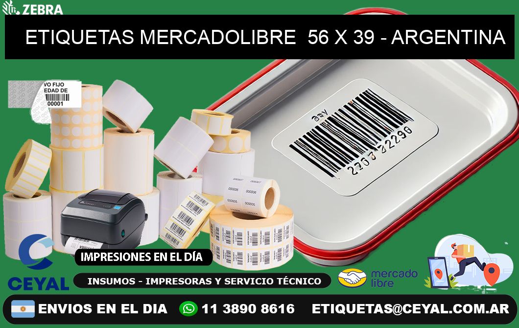 ETIQUETAS MERCADOLIBRE  56 x 39 - ARGENTINA