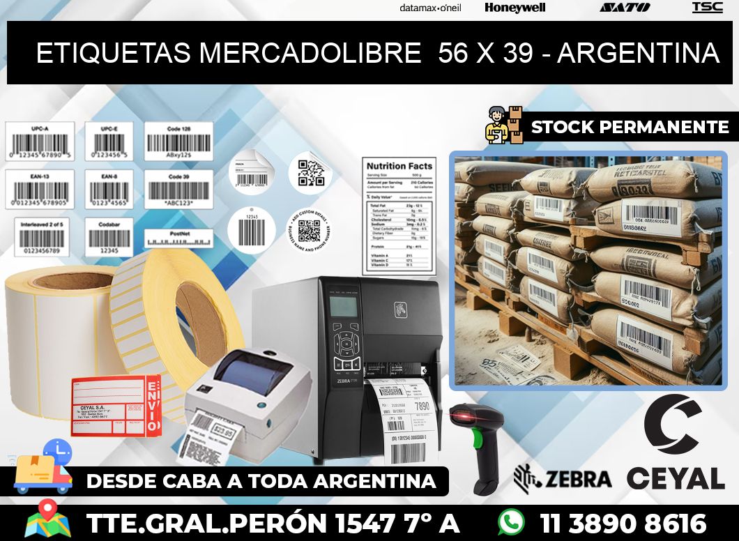 ETIQUETAS MERCADOLIBRE  56 x 39 – ARGENTINA