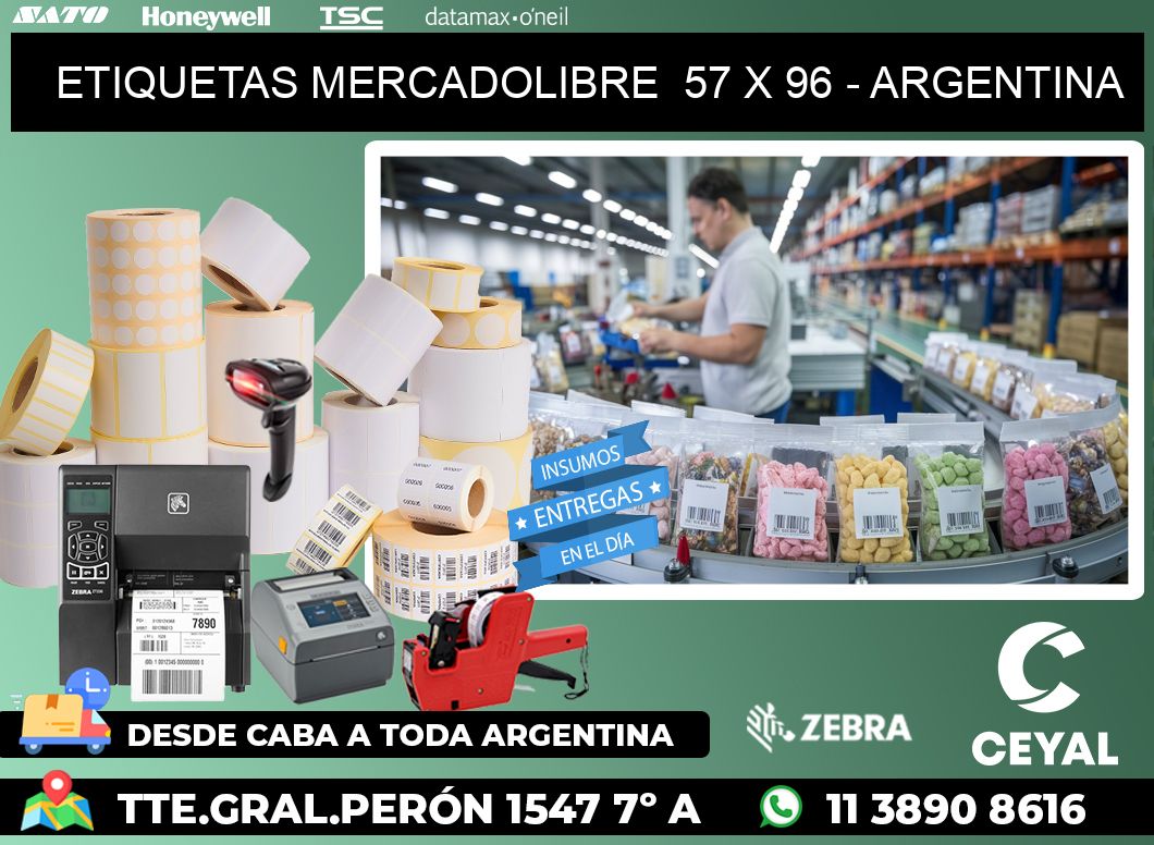 ETIQUETAS MERCADOLIBRE  57 x 96 - ARGENTINA