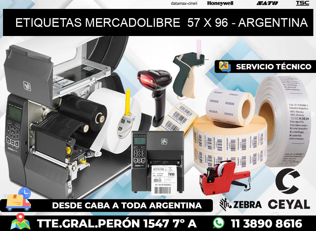 ETIQUETAS MERCADOLIBRE  57 x 96 - ARGENTINA