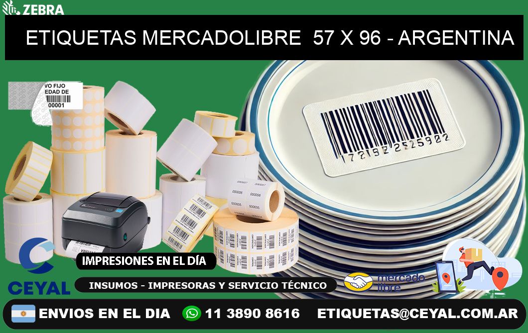 ETIQUETAS MERCADOLIBRE  57 x 96 - ARGENTINA