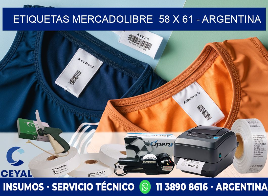 ETIQUETAS MERCADOLIBRE  58 x 61 - ARGENTINA