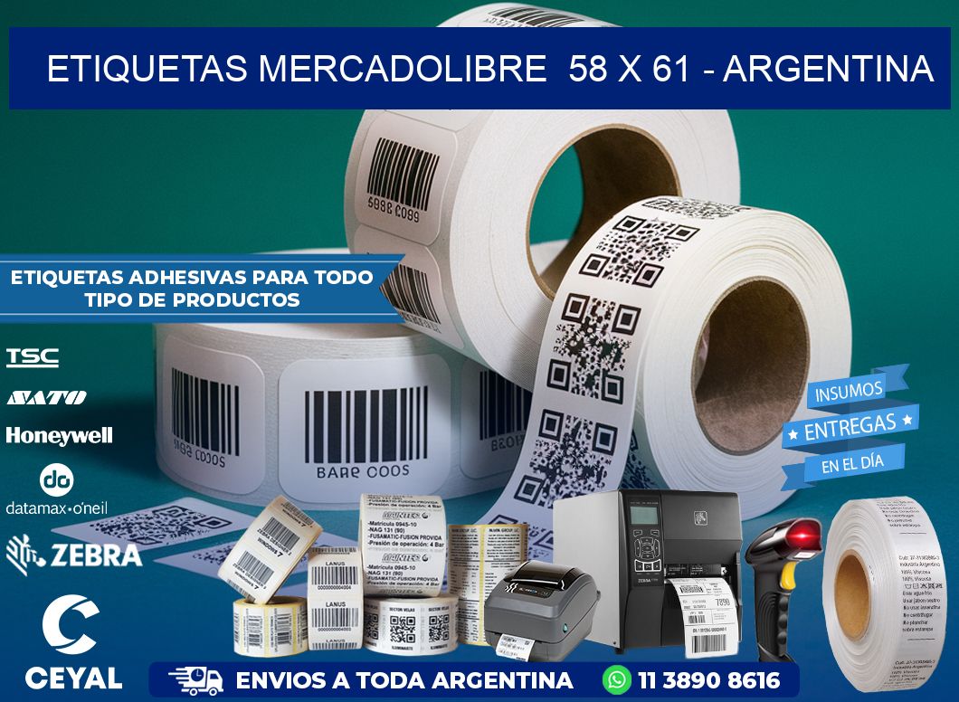 ETIQUETAS MERCADOLIBRE  58 x 61 - ARGENTINA