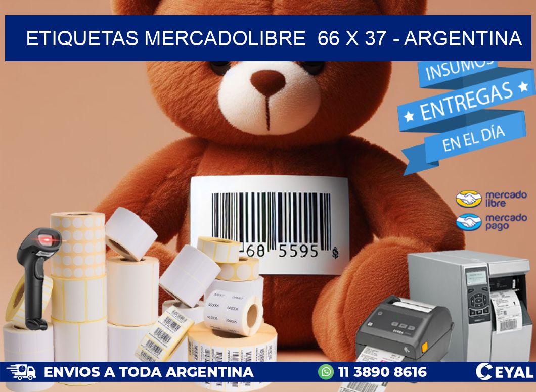 ETIQUETAS MERCADOLIBRE  66 x 37 - ARGENTINA