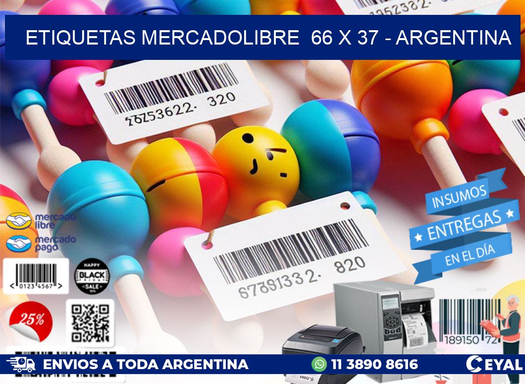 ETIQUETAS MERCADOLIBRE  66 x 37 - ARGENTINA