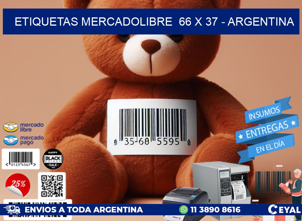 ETIQUETAS MERCADOLIBRE  66 x 37 - ARGENTINA