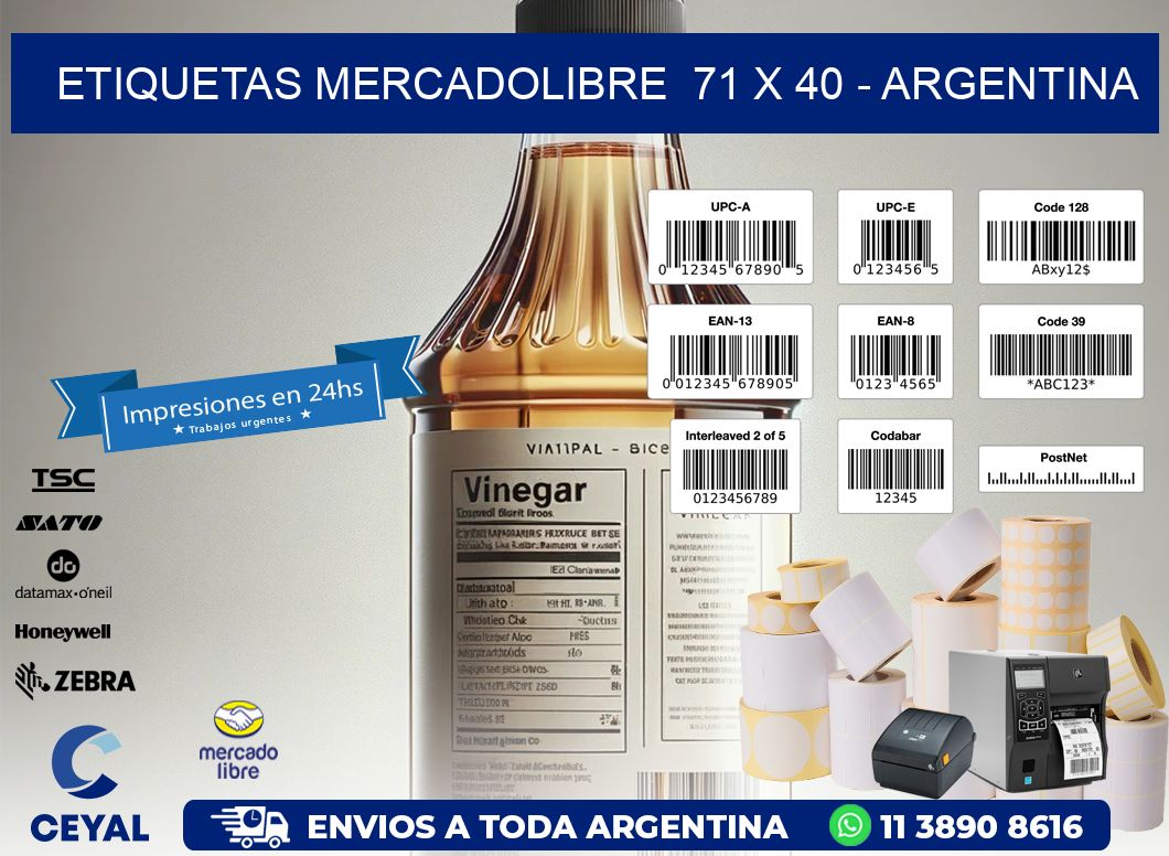 ETIQUETAS MERCADOLIBRE  71 x 40 - ARGENTINA