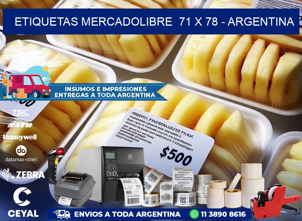 ETIQUETAS MERCADOLIBRE  71 x 78 - ARGENTINA