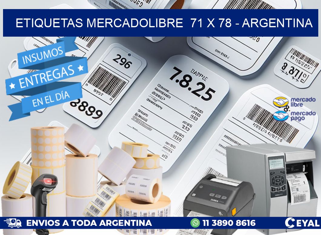 ETIQUETAS MERCADOLIBRE  71 x 78 - ARGENTINA