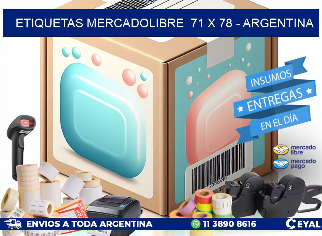 ETIQUETAS MERCADOLIBRE  71 x 78 - ARGENTINA