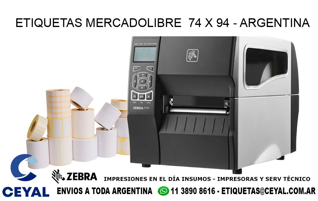 ETIQUETAS MERCADOLIBRE  74 x 94 - ARGENTINA